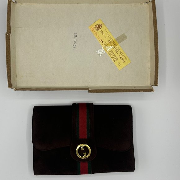 Gucci Vintage Web Suede Clutch - Picture 1 of 9